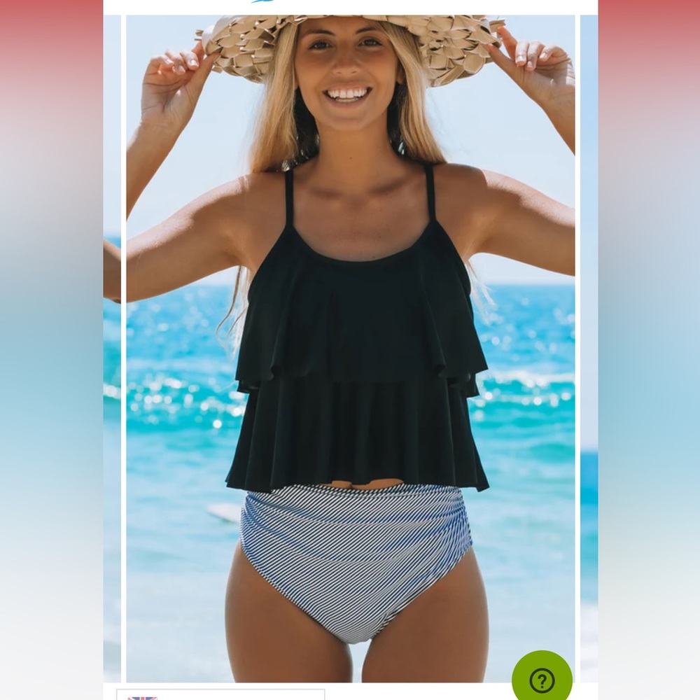 New with tags tankini swimsuit. Hish waist bottoms. Size L. Smoke free home.